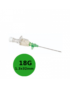 Cathéter court à ailettes sécurisé 18G - 1,3x32mm, Vert, Terumo, Boîte de 50