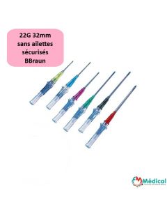 Cathéter court sécurisé Introcan Safety IV 20G 32mm Rose, BBraun, Boite de 50
