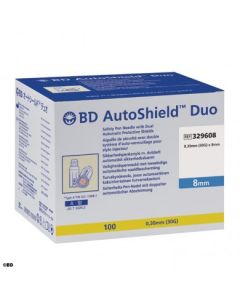 BD AUTOSHIELD™ DUO aiguille de sécurité pour stylo 8mm x 0,30mm (30G) , boîte de 100 pièces