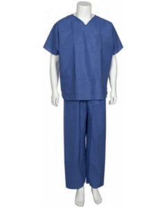 Pyjama medical, manches courtes, à usage unique 50grs/m², bleu marine, Taille XXL, Carton de 80