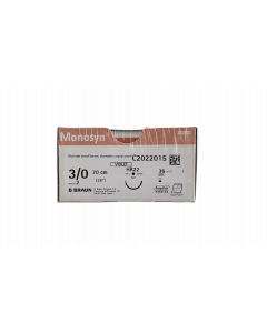 Suture chirurgicale monofilament résorbable, 3/0 (2) 70CM HR22 (M) RCP, Monosyn® violet, la boîte de 36