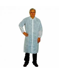 Blouse de protection en polypropylène ,attachée par 4 boutons-pression avec poches taille XL ( boîte de 50)