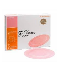 ALLEVYN Gentle Border Lite Oval - Pansement adhésif extra mince avec gel siliconé - Moyen 13,1cm x 15,2cm - La boîte de 10