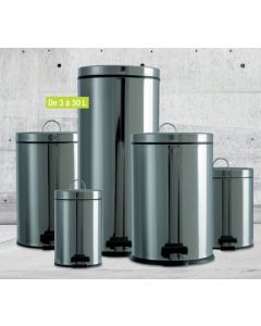 Poubelle à pédale, 12L, Inox Brillant