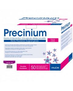 Gants PRECINIUM Latex Stériles, Poudrés, Taille 7, boite de 50 paires